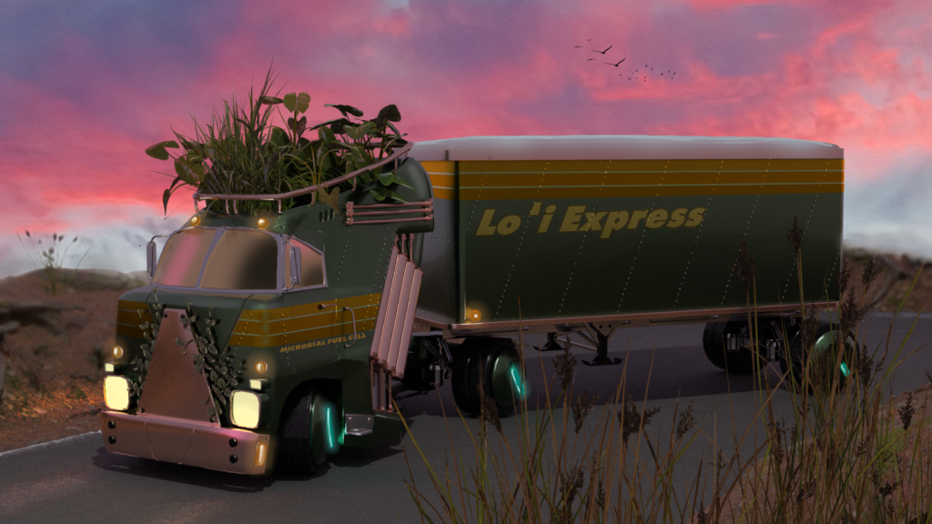 digital rendering of a plant powered semi truck